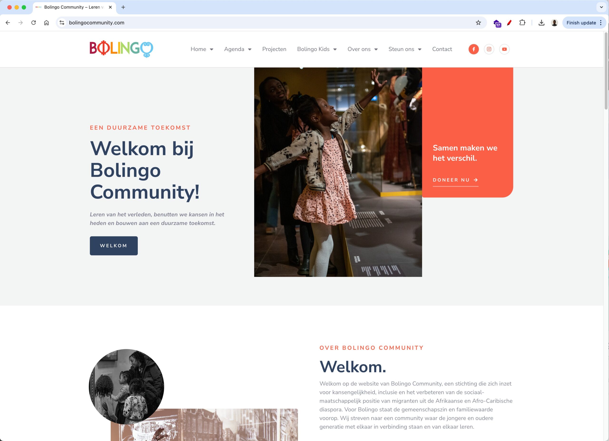 Bolingo website frontpage